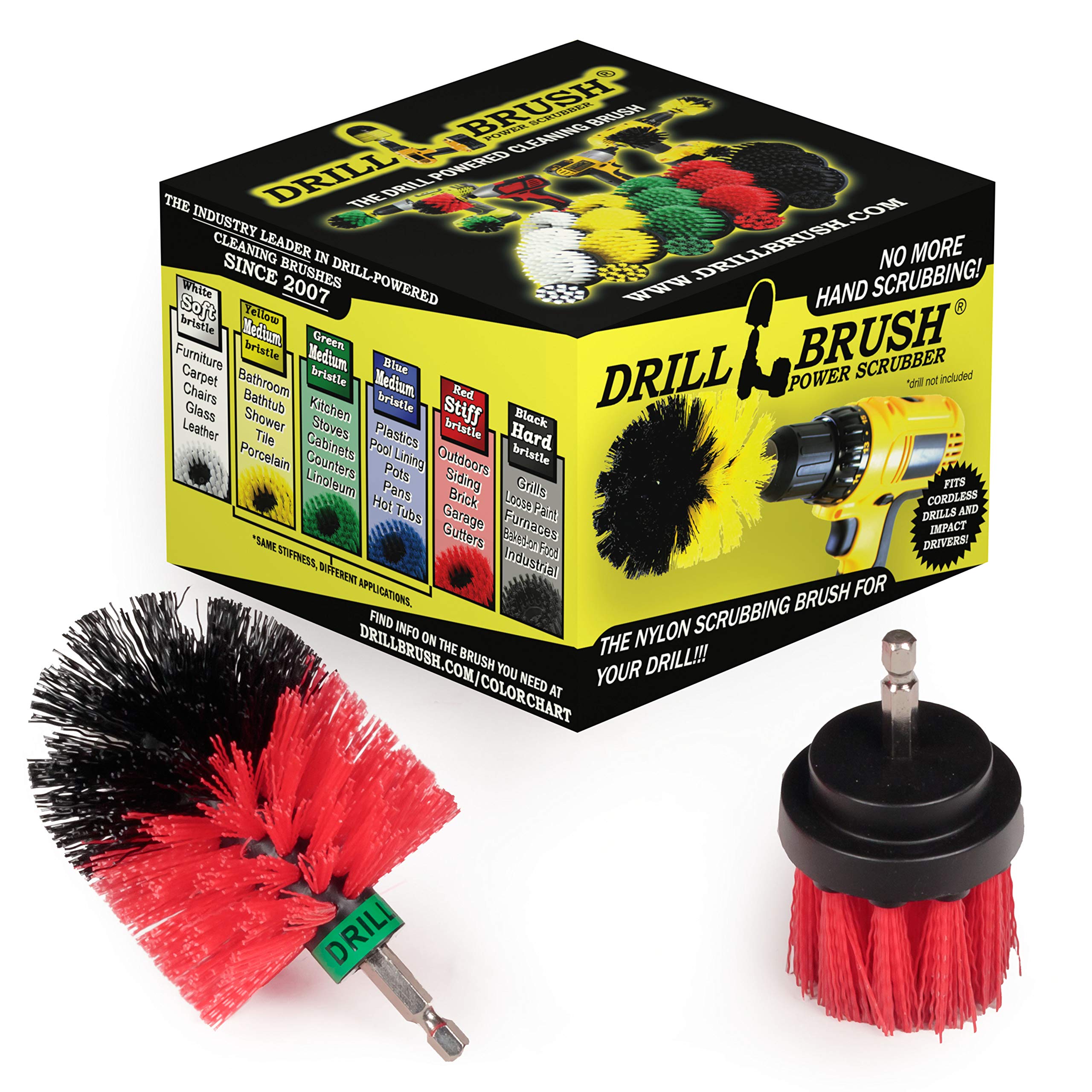 2 Piece Outdoor Cleaning Scrub Brushes - Siding Cleaning Brush Set - Brick and Stone Scrubbing Tools Set - Fireplace Cleaning Brushes - Deck and Patio Scrubbing Tools - Gutter Cleaning Tools for Home