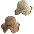 thumbnail image 1 of Paquete de 2 sombreros de paja plegables de ala ancha y flexible para el sol, sombrero de playa de verano para mujeres y niñas, 1 of 8
