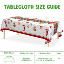 Merry Christmas Tablecloth, 60 x 84 Inch Fabric Christmas Tree Balls Table Cover Rectangle Xmas Bells Table Cloth for Merry Christmas Holiday Party Decorations Supplies