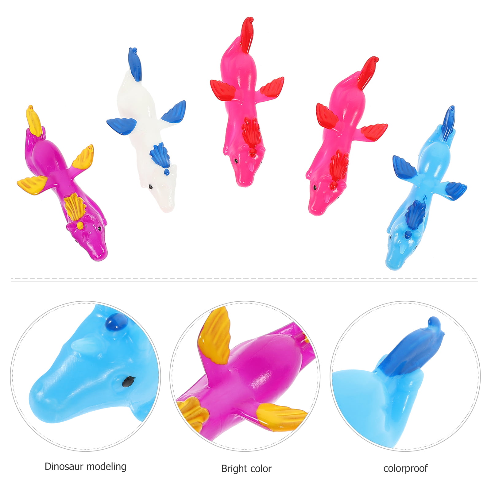 Bestonzon 6pcs Dinosaur Finger Ejection Relief Toy Dinosaur Slingshot Toys  for Kids 