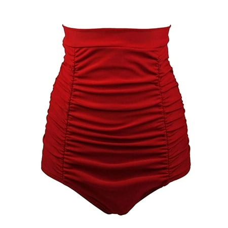 Wiueurtly Swim Bottoms for Women Girls Bikini Bathing Sexy-Beach Swimwear High Waist Trunks Shorts Pants Bathing Suits Red