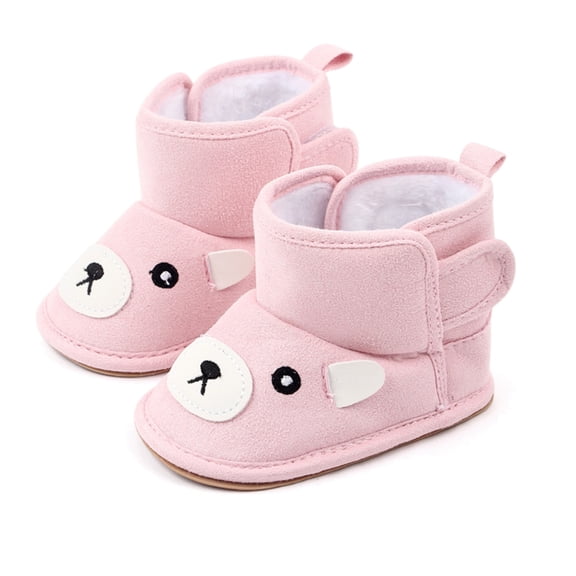 URMAGIC Baby Boy Girl Cute Bear Ear Winter Snow Shoes Infant Toddler Warm Fleece Booties