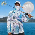 thumbnail image 3 of Bulopur Sea Turtle PrintMen’s Quick Dry Hooded Fishing Rash Guard, UPF 50+ Sun Protection Shirt with Breathable Face Mask, 3 of 8