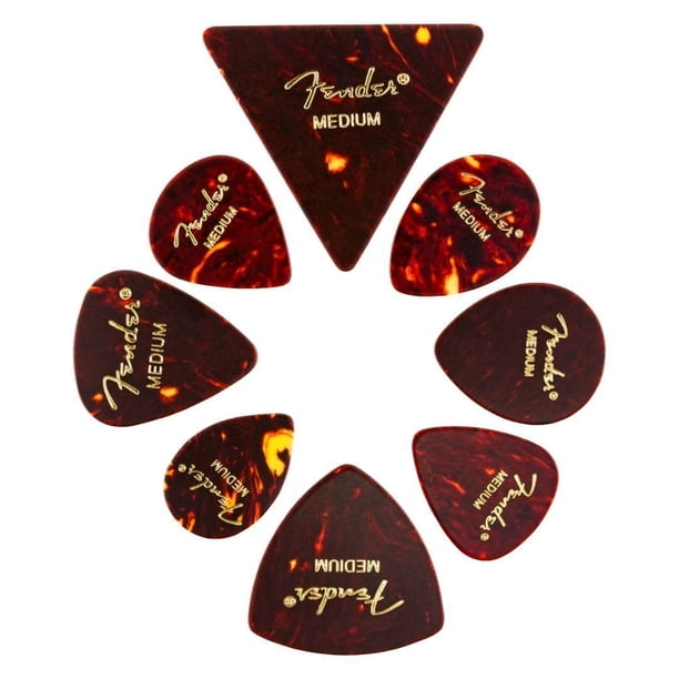 Púas de guitarra Fender Classic con forma de celuloide Medley, tamaño mediano, paquete de 8