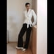 thumbnail image 4 of Vaqueros Holgados para Mujer, de Tiro Alto y Pierna Recta, Estilo Y2K. Negro L, 4 of 7