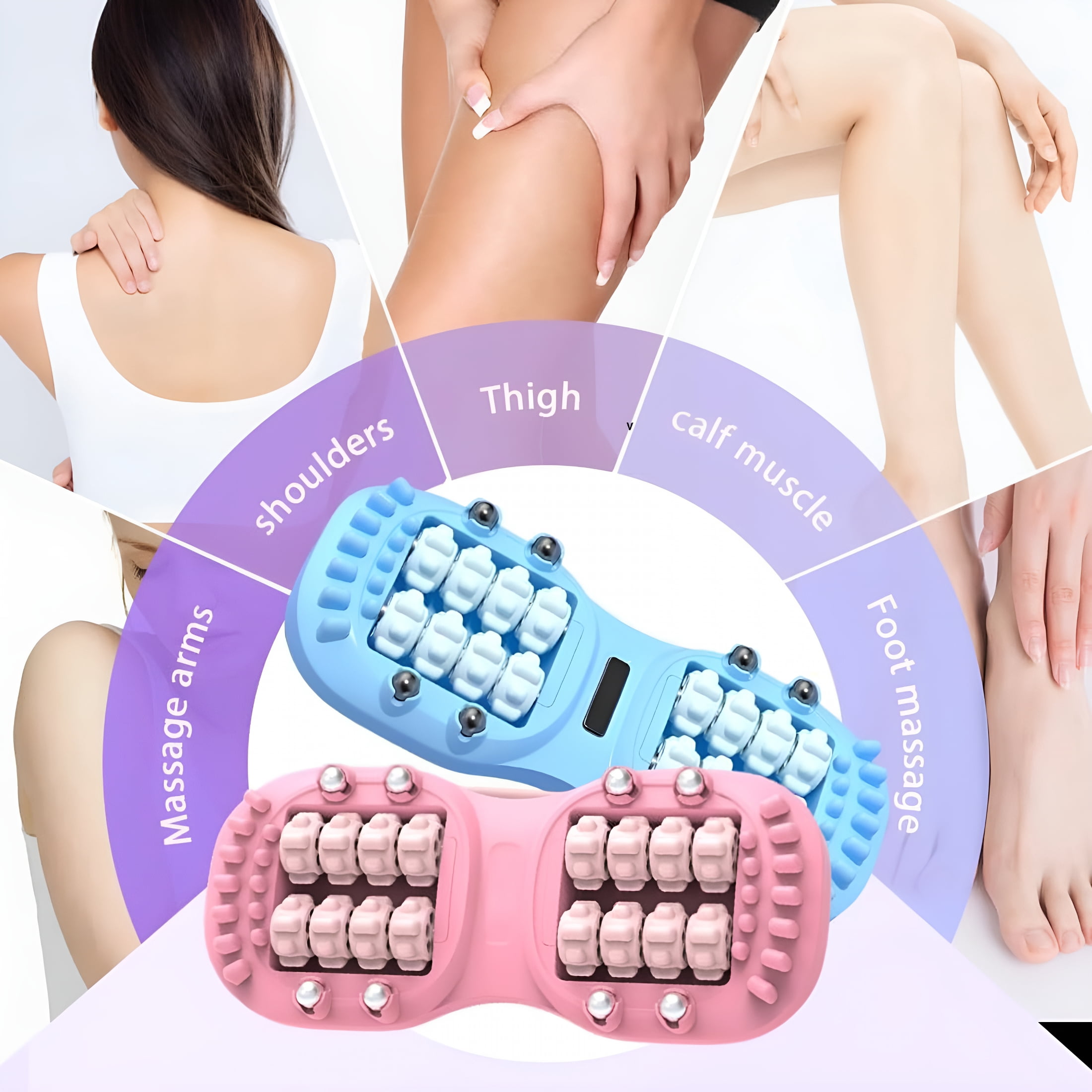 XIRQI Portable Double Foot Massage Roller, Foot Massager Roller for Plantar Fasciitis Relief and Improved Circulation, Dual Feet Massage Roller Tool for Home Office Use