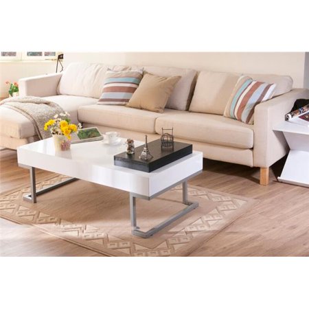 Enitial Lab Ynj 103 2 Wade Modern Coffee Table With Serving Tray 44 Glossy White Walmart Com Walmart Com