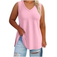 thumbnail image 4 of BLVB Womens Plus Size Tank Tops Summer Sleeveless V Neck T Shirts Casual Loose Fit Side Slit Basic Tees Tunic Tops, 4 of 6