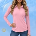 thumbnail image 5 of ClodeEU Women's UPF 50+ Sun Protection Long Sleeve Half Zip Top with Notch Collar ,Lightweight Athletic Hiking Shirt Pink,Womens Plus XL, 5 of 6