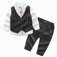 thumbnail image 2 of 4-5 Years Toddler Kids Boys Suit 3Pcs Set 12 18 Months 2T 3T 4T 5T 6T 7T Kids Long Sleeve Formal Dress Shirt with Bowtie Vest Pants Set Tuxedo Wedding Party Outfits Kids Boys Winter Outfits,Blue, 2 of 9