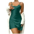 thumbnail image 1 of FAIWAD Robe Satinée pour Femme Sans Manches à Bretelles, Robe de Nuit Drapée, Robe Dos Nu, Mini Robe de Nuit, 1 of 4