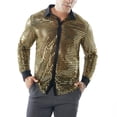 thumbnail image 2 of Ana Mens Sparkly Sequins Party Dance Shirts Retro 70s Disco Nightclub Shirt Tops, 2 of 9