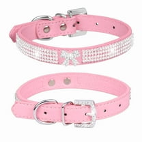 Tanglewen Pink Bling Dog Collar for Small Dogs,Fancy Diamond Rhinestone Cats Collar Glitter Crystal Jeweled Girl Puppy Collars for Small Medium Breed Female Pet Dogs Kitten-Pink-L