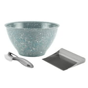 Rachael Ray Kitchen Prep Garbage Bowl, Veg-a-Peel, and Bench Scrape Set, 3-Piece, Sea Salt Gray