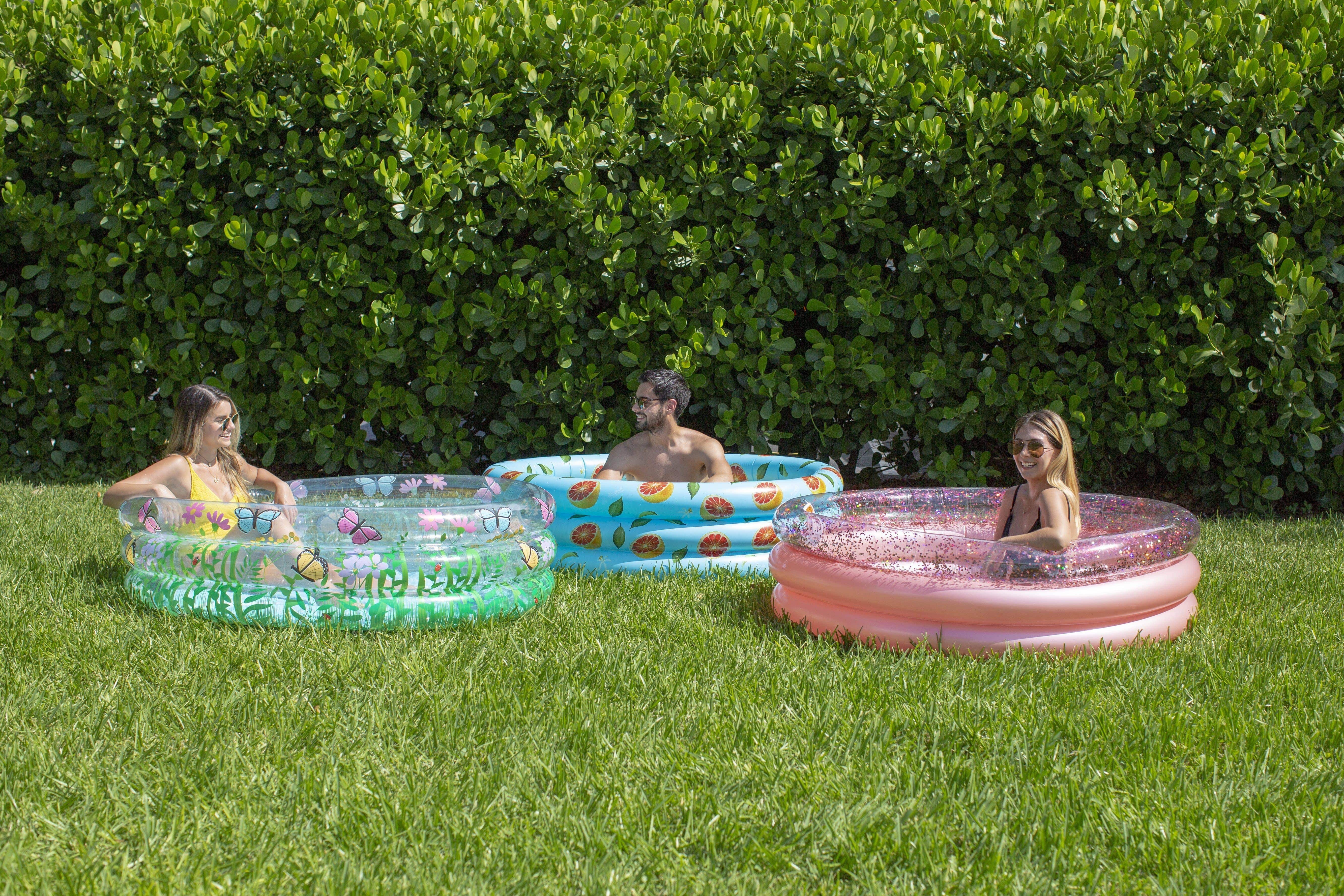 PoolCandy Inflatable Designer Sunning Pool - Butterfly Garden Party