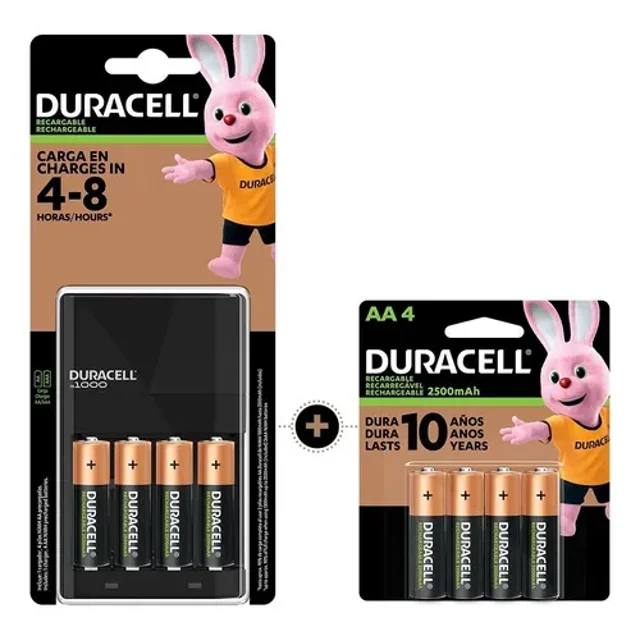 Kit Duracell Cargador con 4 Pilas AA y 4 Pilas AAA Duracell