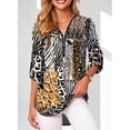 thumbnail image 2 of adviicd Button-Down Shirt Dress Dressy Tops For Women Women's Striped Ruffle Cap Sleeve Notched V Neck Blouse Top Shirt E L, 2 of 3