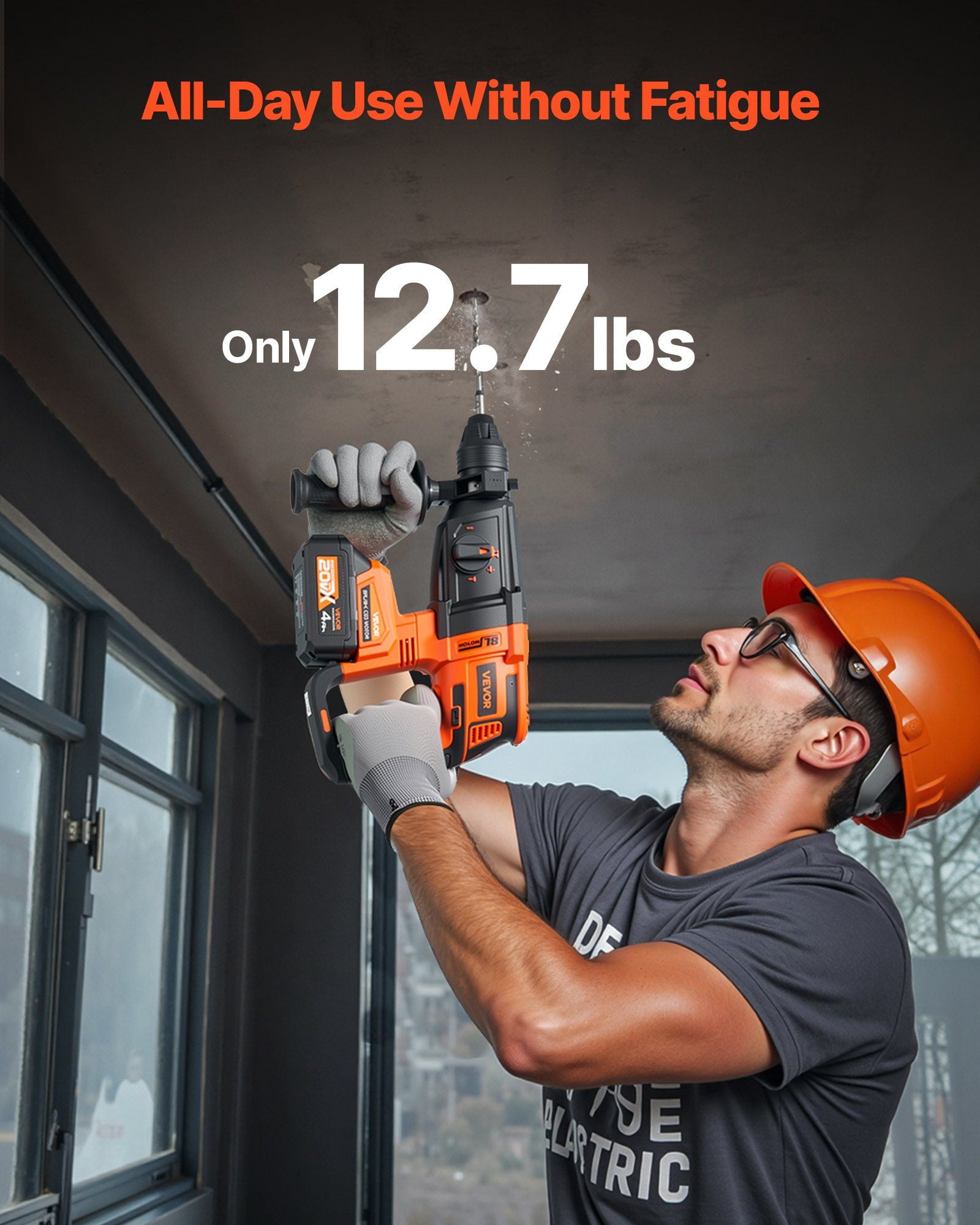 20V Max Brushless SDS-Plus Rotary Hammer Drill/Chipper Kit with 2 Batteries & Charger, 4-Function, 1200 RPM, Electric Drill for Concrete & Masonry