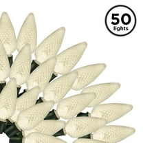 50 Lt C9 Faceted LED Lights, Warm White, Green Wire