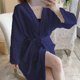 thumbnail image 5 of Albornoz de algodón alargado de gran tamaño, camisón de mujer para primavera y otoño, ropa fina para el hogar para las cuatro estaciones, pijamas de pareja para hombre para verano, 5 of 6