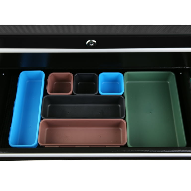 CuisinSmart 7-Drawer Rolling Tool Chest - Locking Tool Box On Wheels Black & Blue