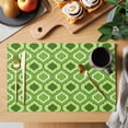 thumbnail image 2 of Placemat Set of 6 Moroccan Pattern Placemats for Dining Table Green Geometric Trellis Washable Table Mats for Kitchen and Party Decor Indoor & Outdoor Use, 2 of 8