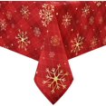 thumbnail image 1 of Nappe de Noël, Flocon de Neige Doré Nappe de Noël pour l'Hiver, Nappe de Noël à Carreaux Rouges, Nappe Imperméable pour Table, Cuisine, Salle à Manger, Vacances, 60 x 84 Pouces, 1 of 5