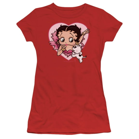 Betty Boop I Love Betty S/S Junior Women's T-Shirt Sheer Red