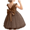 thumbnail image 4 of Gufahion Summer Dresses for Girls Sizes 5-9years Fashionable Girls' Solid Color Mesh Puffy Dress Performance Formal Sundresses, Brown, Gifts for Family, 4 of 6