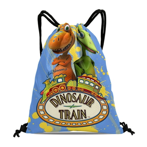 Drawstring Backpack for Dinosaur Train Sackpack Adults Women Men Party Favor Bags Sports for Gym Travel Swimming Hiking Camping Tote Bag 11.8 × 15.7 in