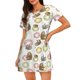 thumbnail image 1 of Easygdp Donut Sloth Camisón de manga corta para mujer, informal, estampado, 1 of 6