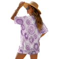 thumbnail image 2 of FKEKYI 2 Piece Short Set for Women Summer Outfits Tie-Dye Purple Print Beachwear Open Front Top Shirt & Shorts Casual Loungewear Breathable Resort Wear, L, 2 of 7