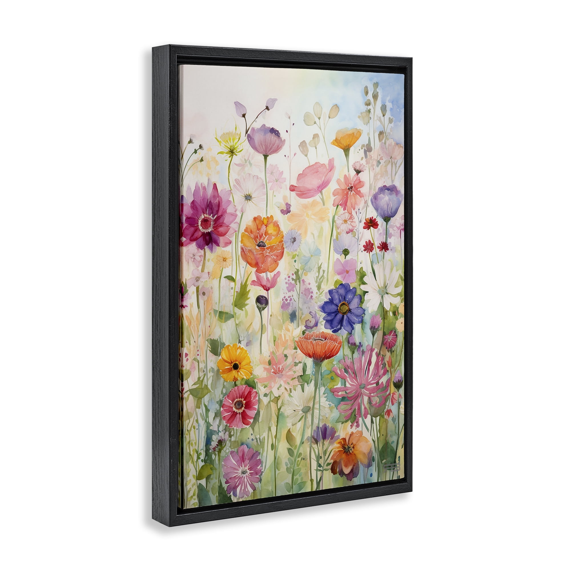 Stupell Industries Bright Floral Garden Botanical & Floral Painting Black Floater Framed Art Print Wall Art, 21 x 31