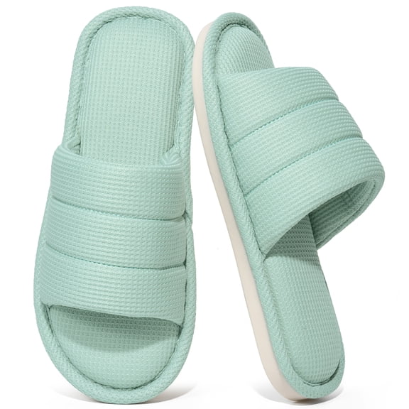 Ecetana Slippers for Women Open Toe Slippers Memory Foam Slip On Bedroom Slippers Indoor House Shoes