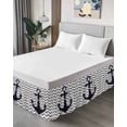 thumbnail image 4 of Grey Zigzag Wrap Around Bed Skirts for Queen Bed 18" Drop, Bed Skirt with Adjustable Elastic Belt Dust Ruffle Bed Valance for Bedroom Hotel Luxury Coastal Nautical Anchor Stripes Bed Frame Cover, 4 of 7