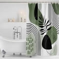 thumbnail image 2 of Polyester Fabric Boho Geometric Shower Curtain, Green Ethnic Abstract Stripes Motifs Waterproof Bathtub Curtain Bathroom Decor Set with Hooks 60 x 72 Inches, 2 of 6