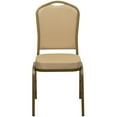 thumbnail image 6 of BizChair 4 Pack Crown Back Stacking Banquet Chair in Beige Patterned Fabric - Gold Frame, 6 of 7