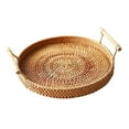 thumbnail image 3 of 1PC Rattan Woven Basket Practical Picnic Tray Outdoor Storage Portable Medium 28x3 5cm Diameter, 3 of 6