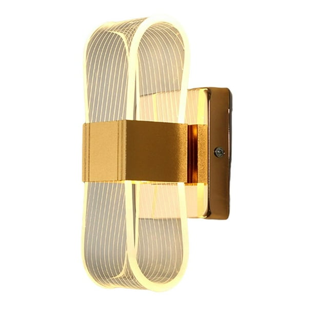 Aplique de Pared Moderno, Apliques de Pared Regulables, Luz Acrílica Dorada, Lámparas Montadas en La Pared Del Pasillo para Dormitorio, Pasillo, Sala , Líneas de oro Líneas de onda de oro