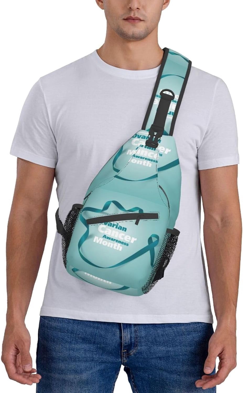 Ovarian Cancer Awareness Month Sling Bag Crossbody Hiking Travel Chest Bags Backpack Shoulder Daypack for Women Men