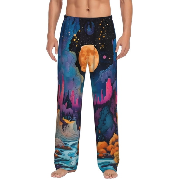 Balery Fantasy Cosmic Landscape Pantalones de pijama para hombre, pijama ultraligero, pantalón de descanso-Small