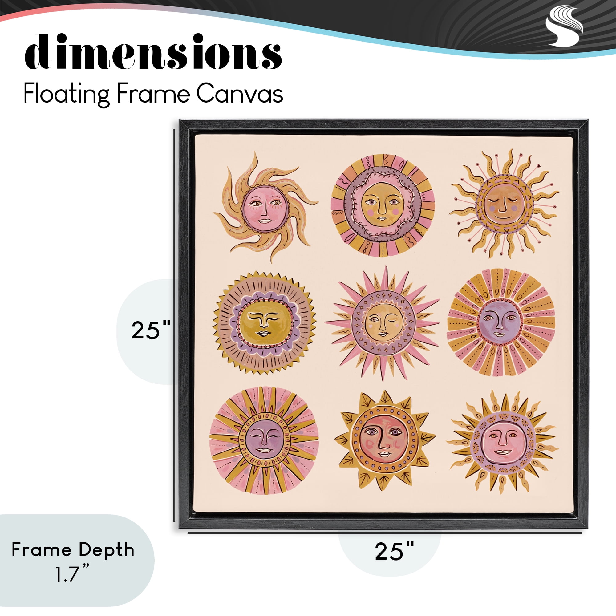 Stupell Industries Boho Solar Faces Black Framed Floater Canvas Wall Art, design by Two If By Sea Studios