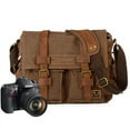 thumbnail image 2 of Camera bag canvas with genuine leather bag shoulder messenger bag casual photography waterproof liner detachable SLR camera bag (Dark gray), 2 of 7