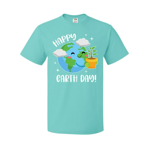 Inktastic Happy Earth Day Cute Smiling Planet Earth with Tree T-Shirt