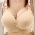 thumbnail image 3 of DuoJiaJ Women's Comfortable No Steel Ring Plus Size Thin Breathable And Comfortable Bra Plus Size Bras Beige, 3 of 3