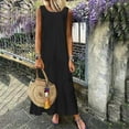 thumbnail image 2 of Sngxgn Women's Summer Dresses Collar V Neck Sleeveless Midi Dress Causal Stripes Ribbed Knit Bodycon Dresses(Black,XXL), 2 of 5
