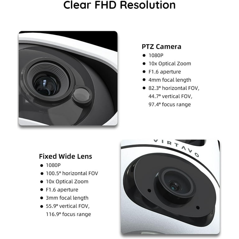 Virtavo Caméra De Surveillance Extérieure 2K - Sans Fil - WiFi - Pour