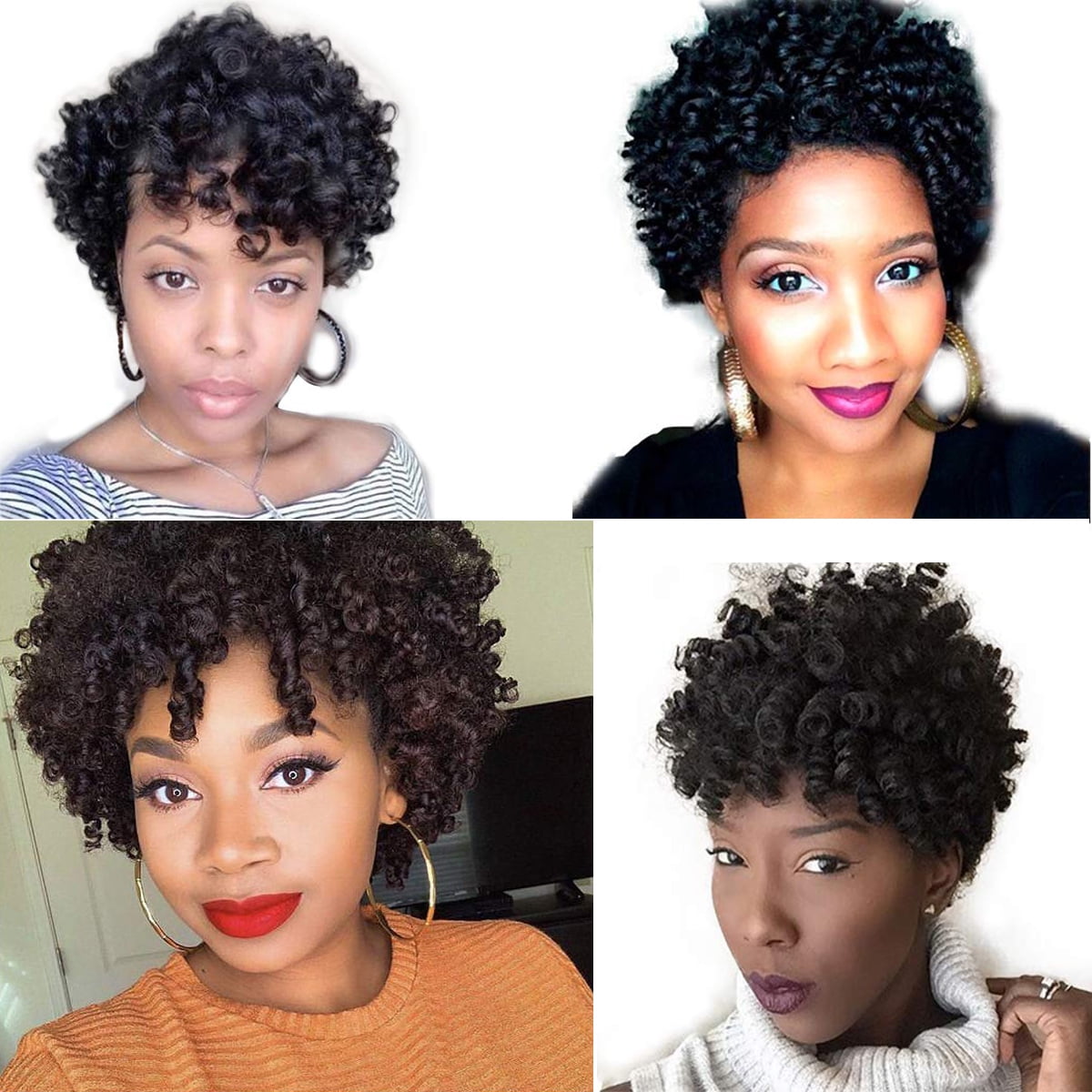 thumbnail image 2 of 2 Packs Afro Kinky-Curly Human Hair Bulk – 12 Inch Pre-Separated Spring Twist Hair For Braiding & Crochet (1B Black) 2 of 3