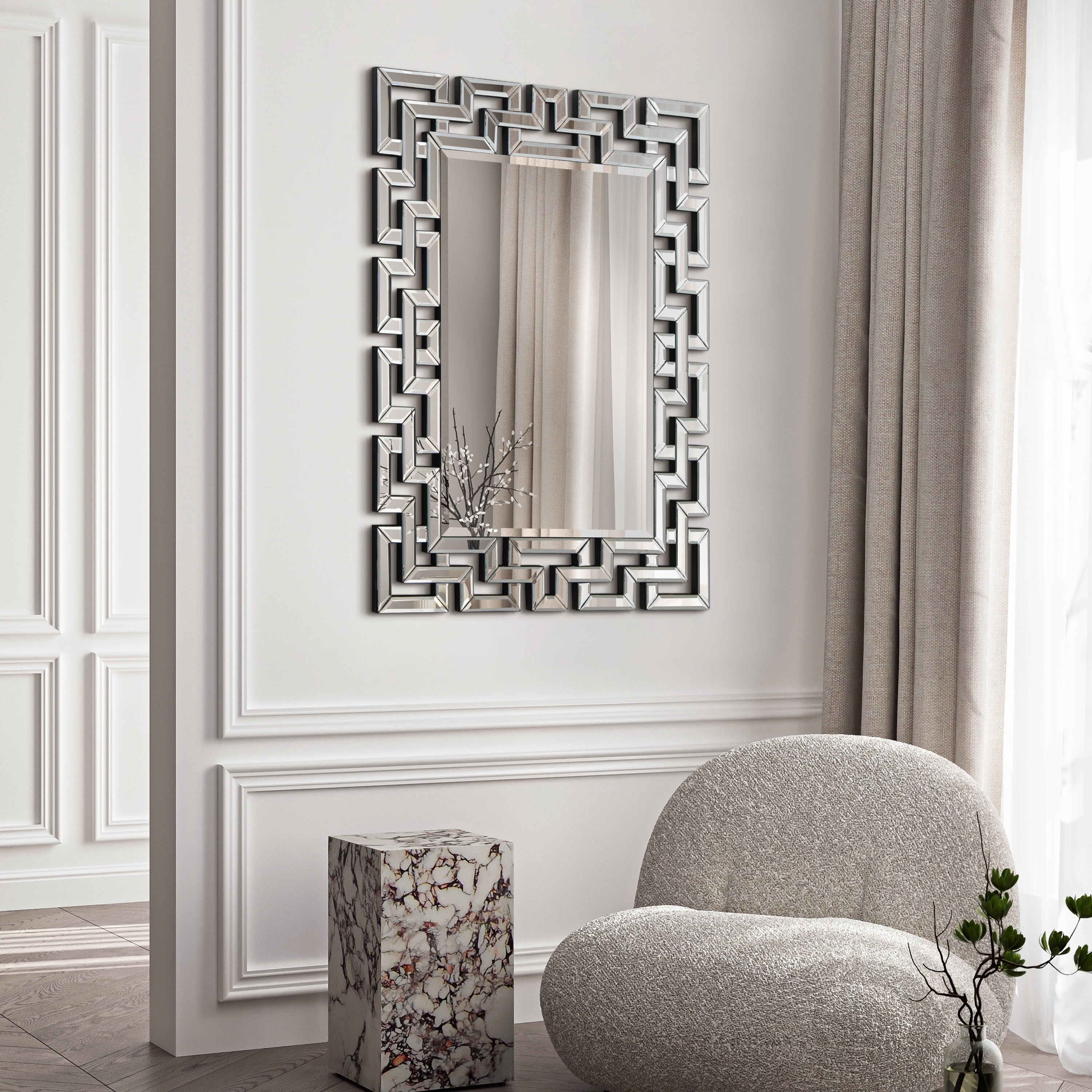 Empire Art Direct Elegant Beveled Geometry Decorative Wall Mirror