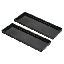 Uxcell 13x5" Fast Food Tray, 2 Pack Plastic Reusable Multi-Purpose Rectangle Serving Tray Smooth Surface Black